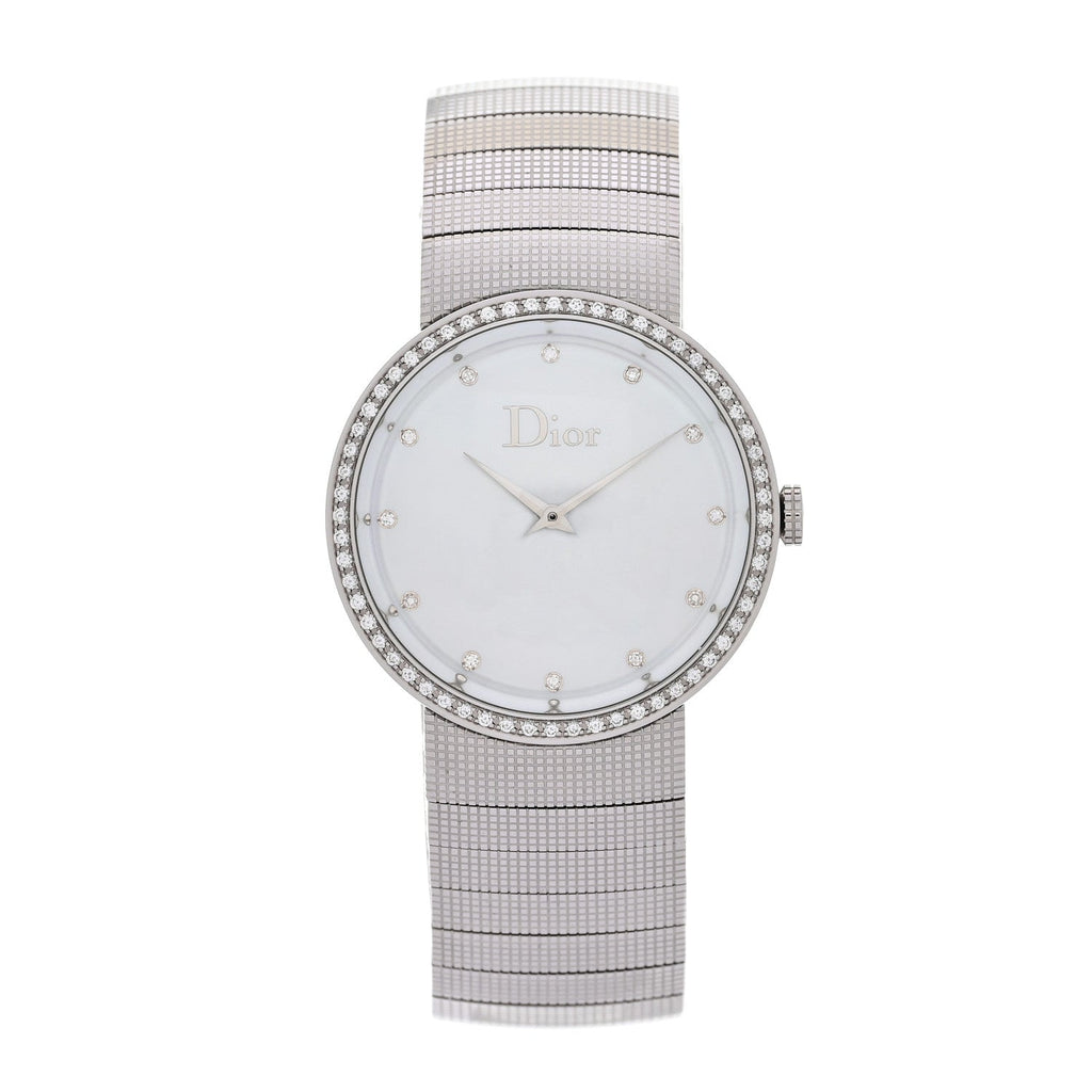 Stainless Steel Diamond Bezel Mother of Pearl 33mm La D De Dior Quartz Watch