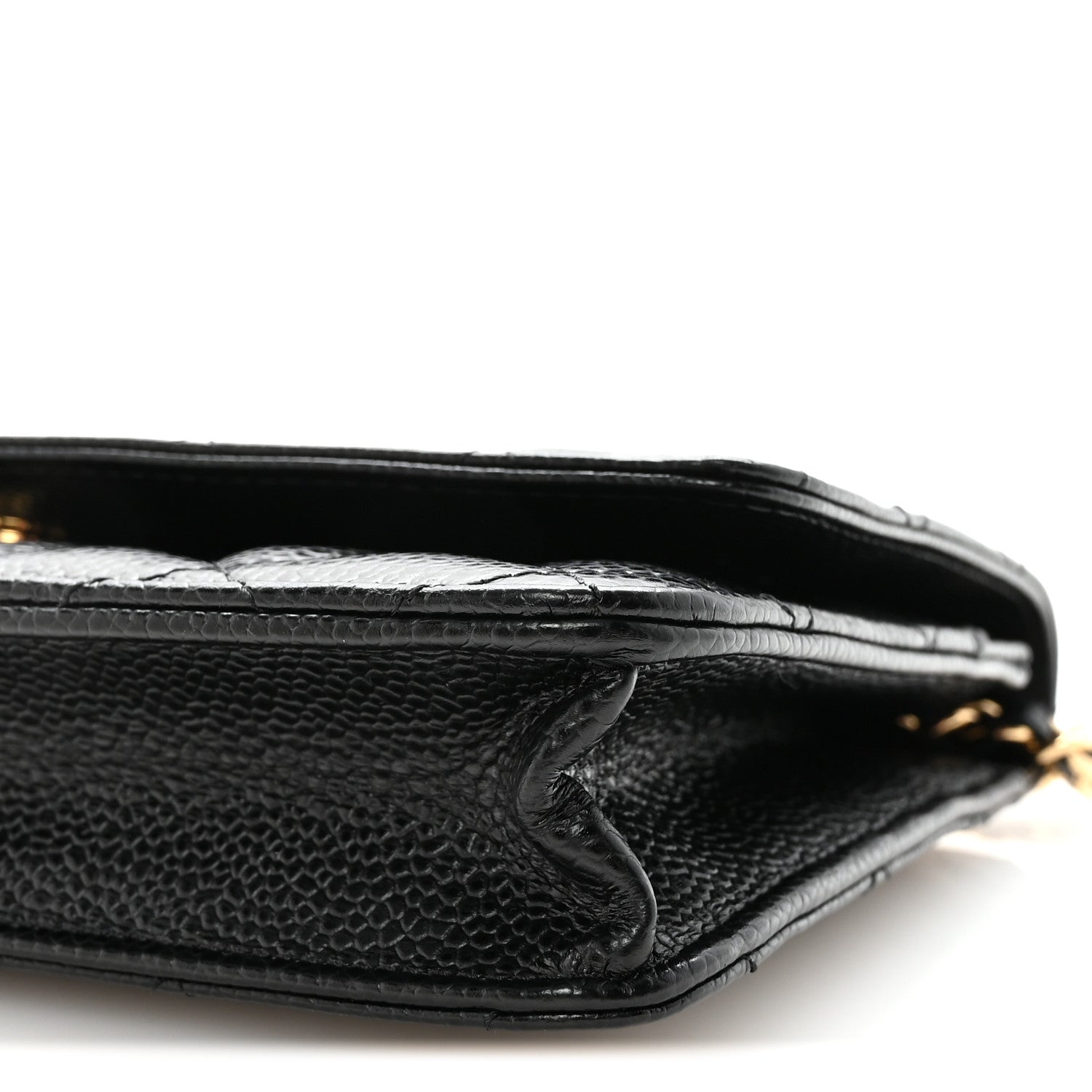 Caviar Quilted Wallet on Chain WOC Black