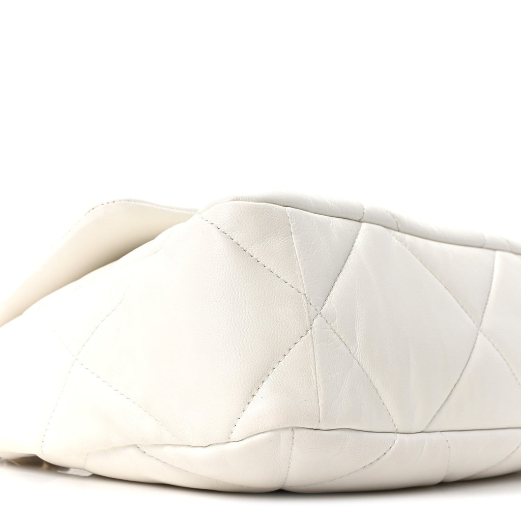 Goatskin Quilted Large Chanel 19 Flap White