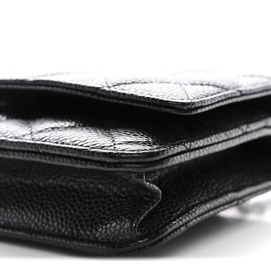 Caviar Quilted Wallet on Chain WOC Black