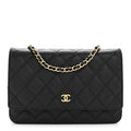 Caviar Quilted Wallet on Chain WOC Black