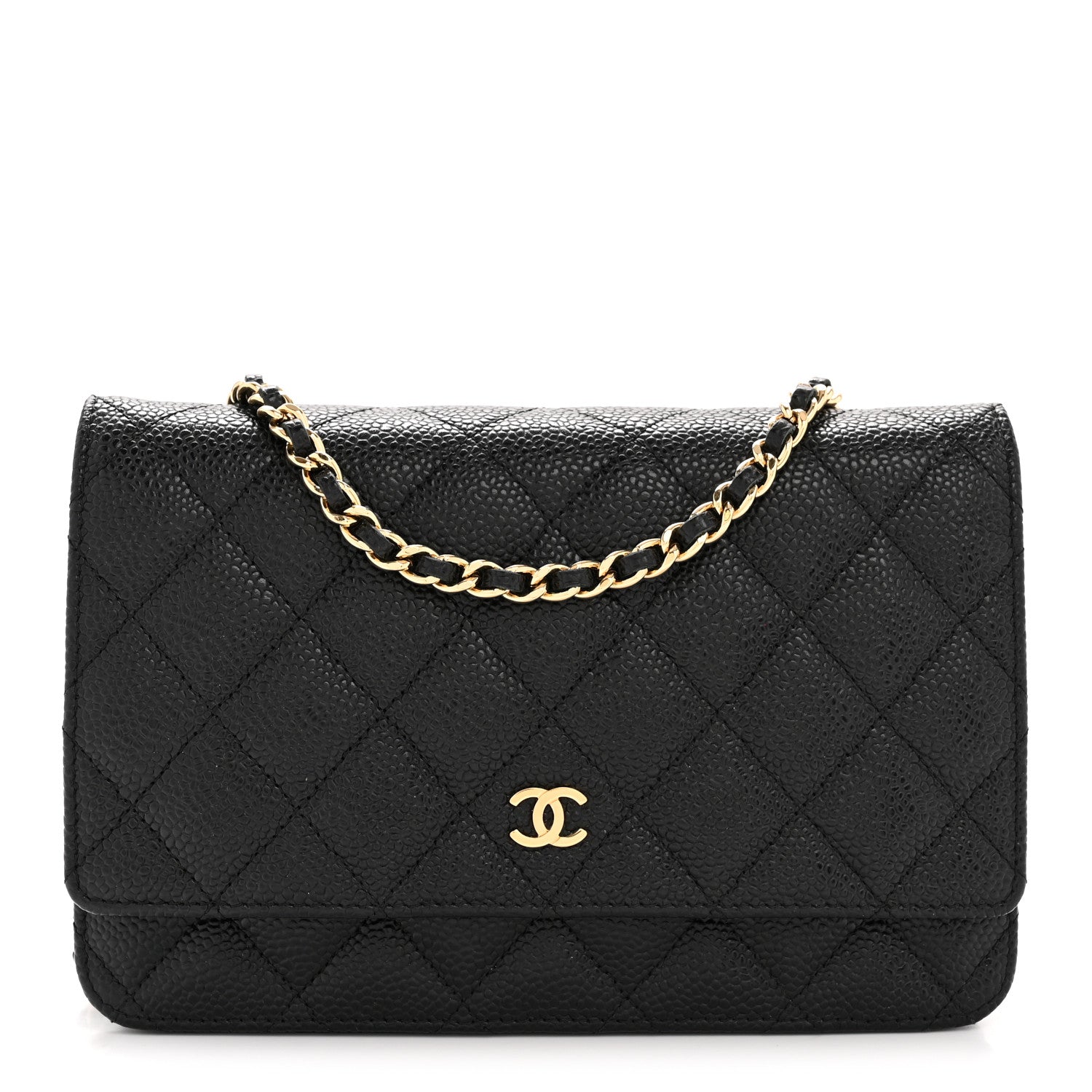 Caviar Quilted Wallet on Chain WOC Black