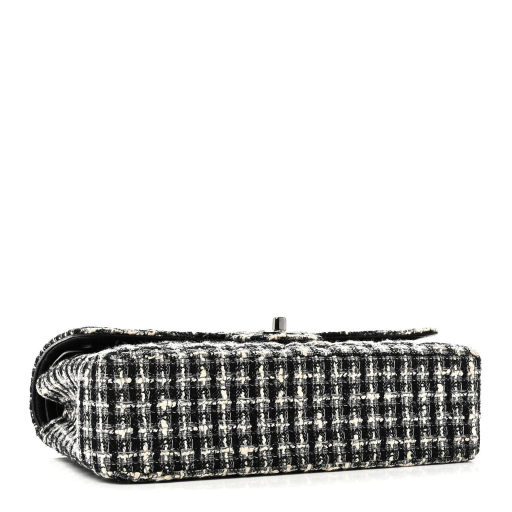 Tweed Quilted Medium Double Flap Black
