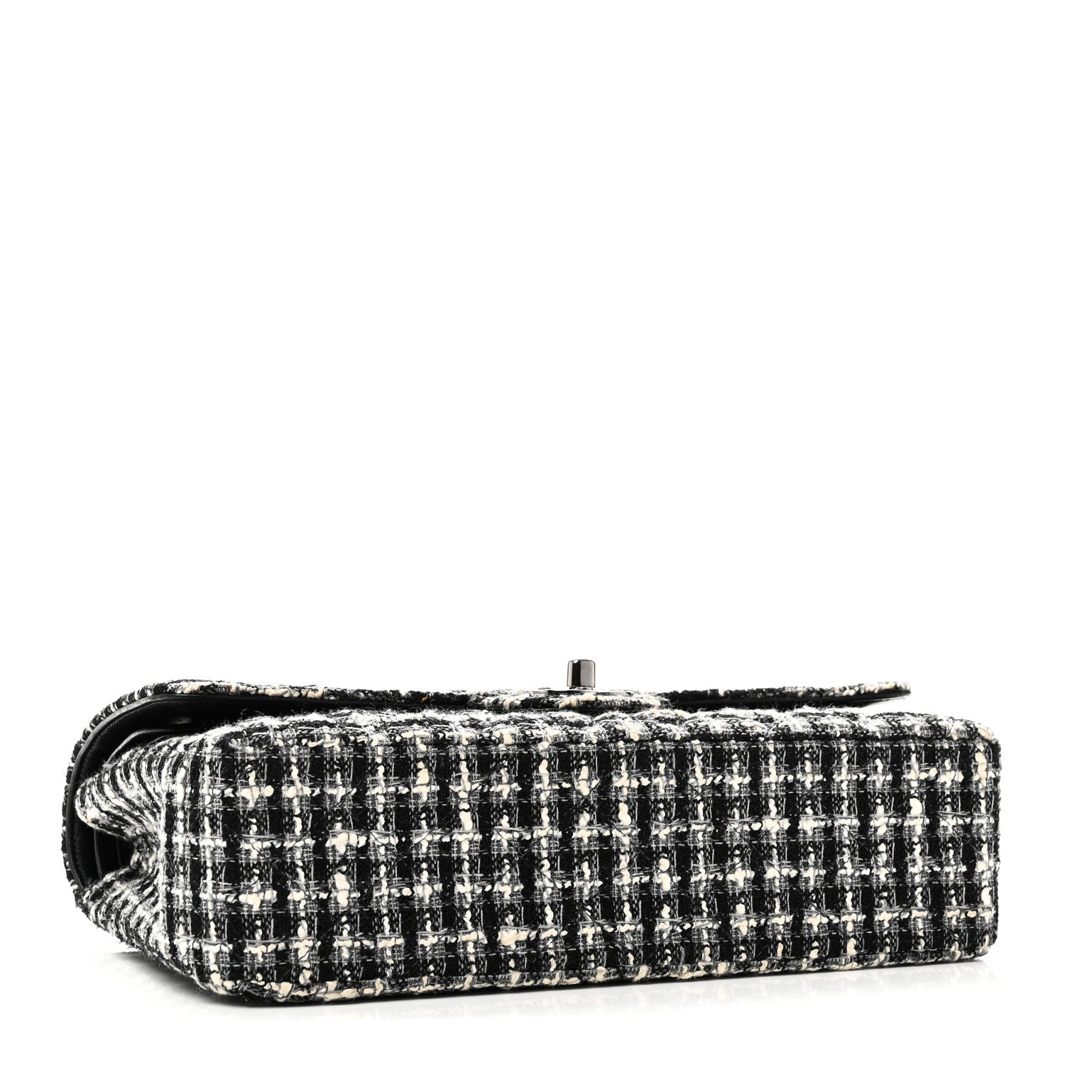 Tweed Quilted Medium Double Flap Black