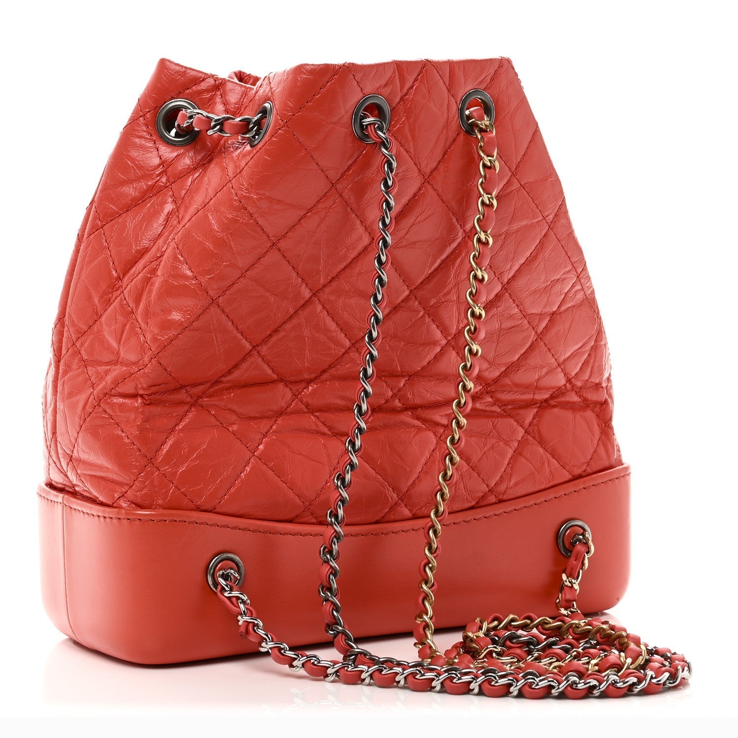Aged Calfskin Quilted Small Gabrielle Backpack Orange