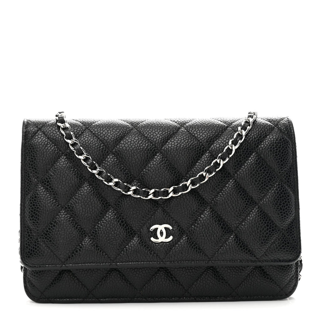 Caviar Quilted Wallet on Chain WOC Black
