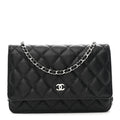 Caviar Quilted Wallet on Chain WOC Black