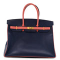 Epsom Horseshoe Birkin 35 Bleu Saphir Flamingo