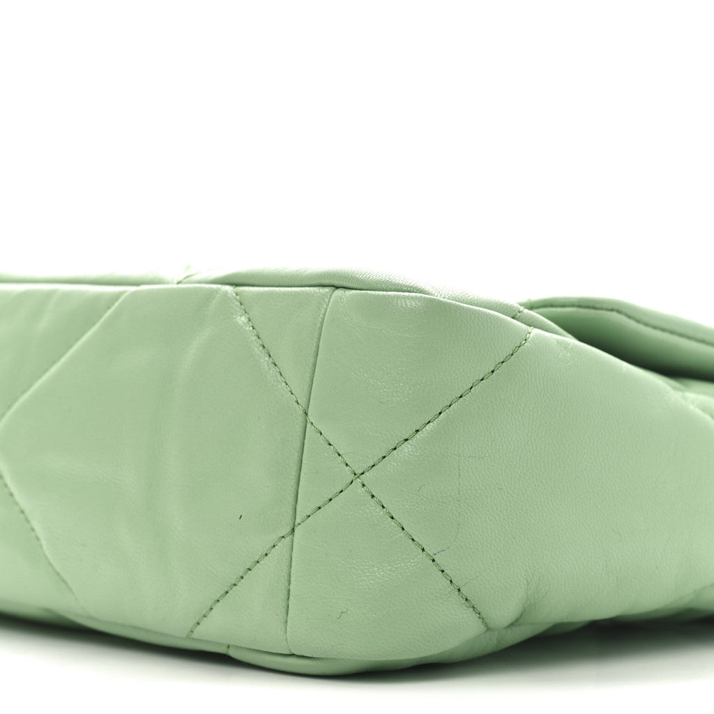 Goatskin Quilted Medium Chanel 19 Flap Light Green