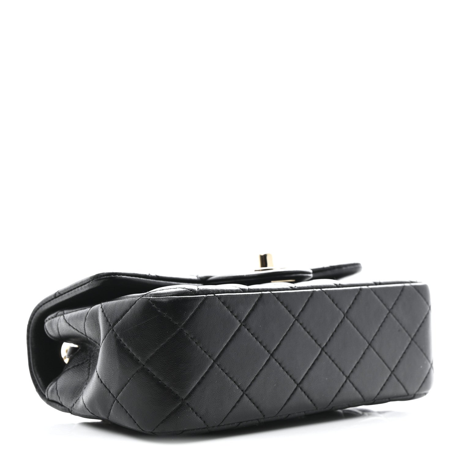 Lambskin Quilted Mini Rectangular Flap Black