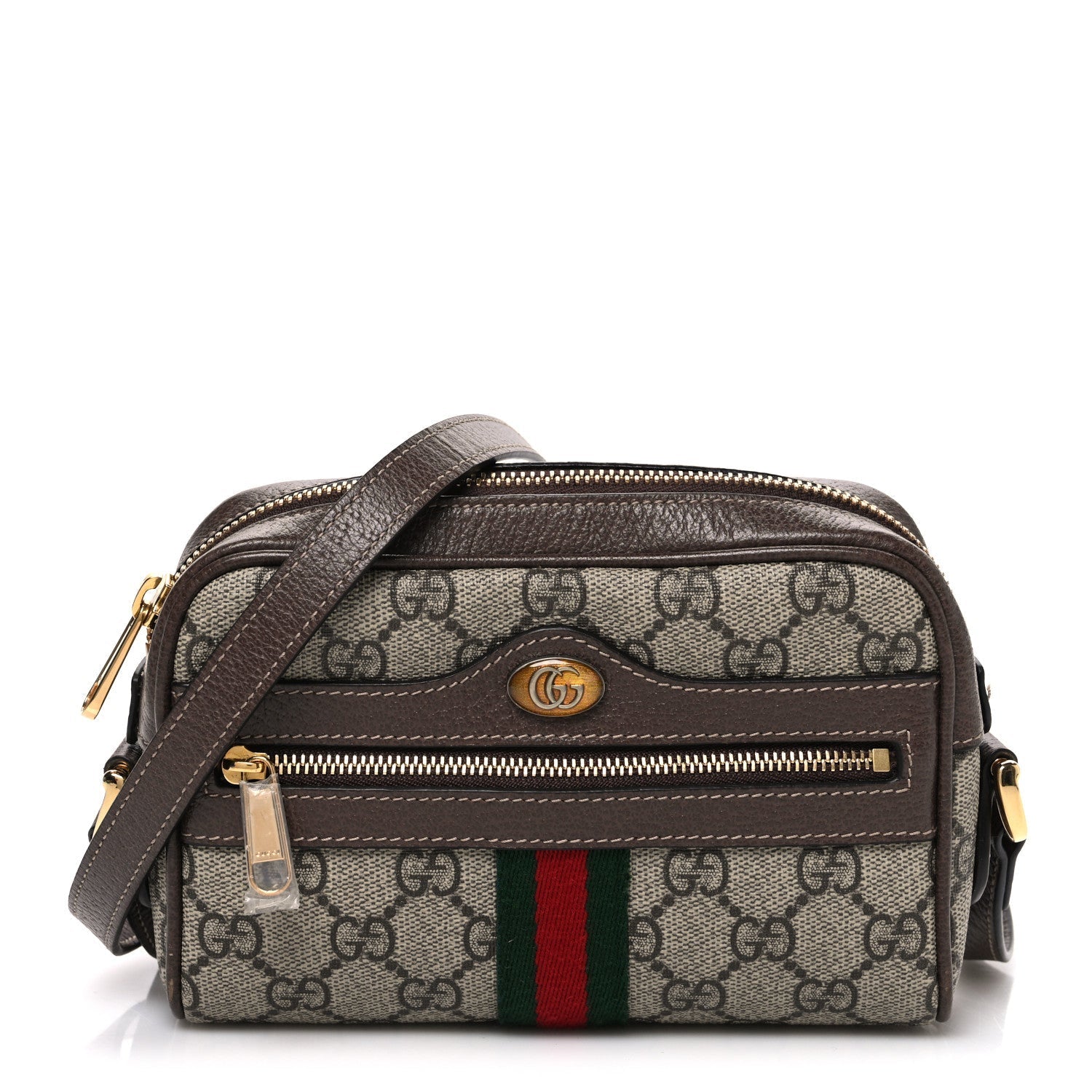 GG Supreme Monogram Web Mini Ophidia Shoulder Bag Brown