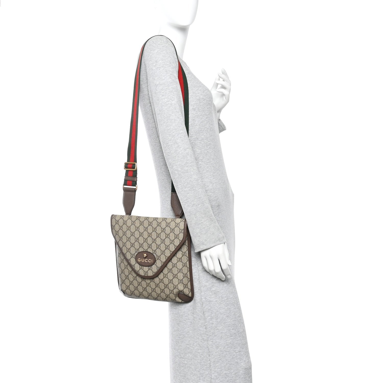 GG Supreme Monogram Web Medium Neo Vintage Flap Messenger Bag Beige New Acero
