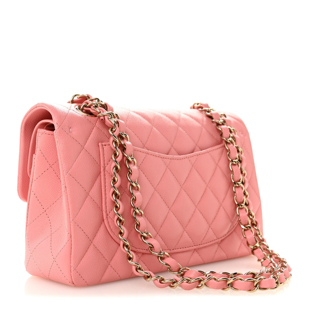 Caviar Quilted Small Double Flap Light Pink