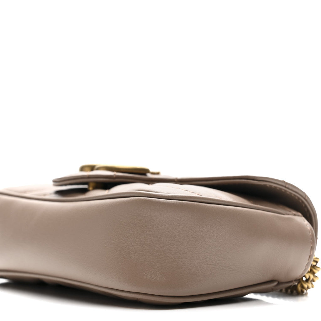 Calfskin Matelasse Super Mini GG Marmont Shoulder Bag Porcelain Rose