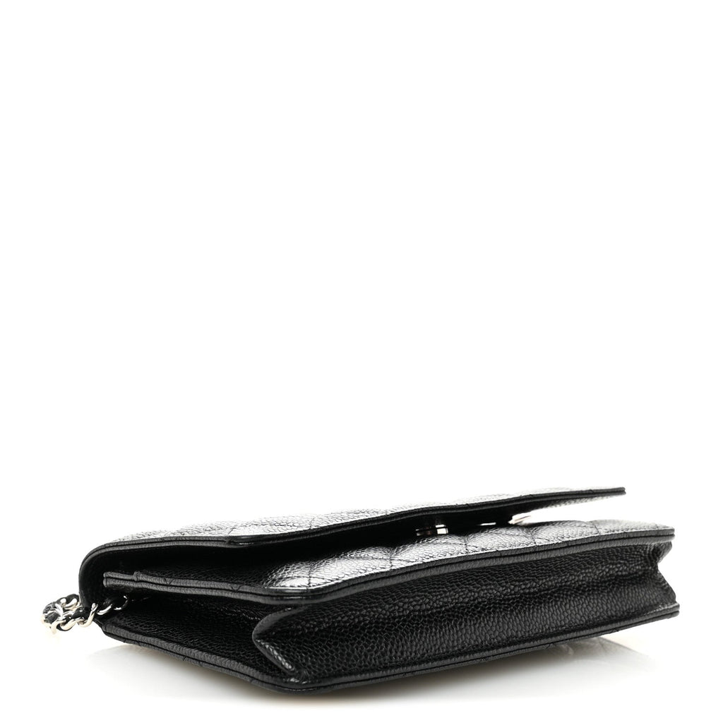 Caviar Quilted Wallet on Chain WOC Black