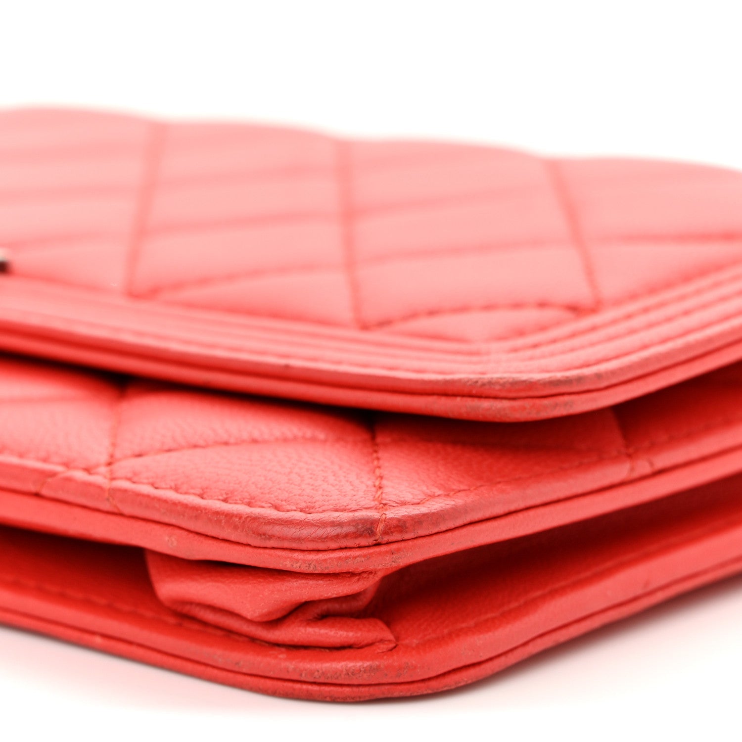 Lambskin Quilted Boy Wallet On Chain WOC Red