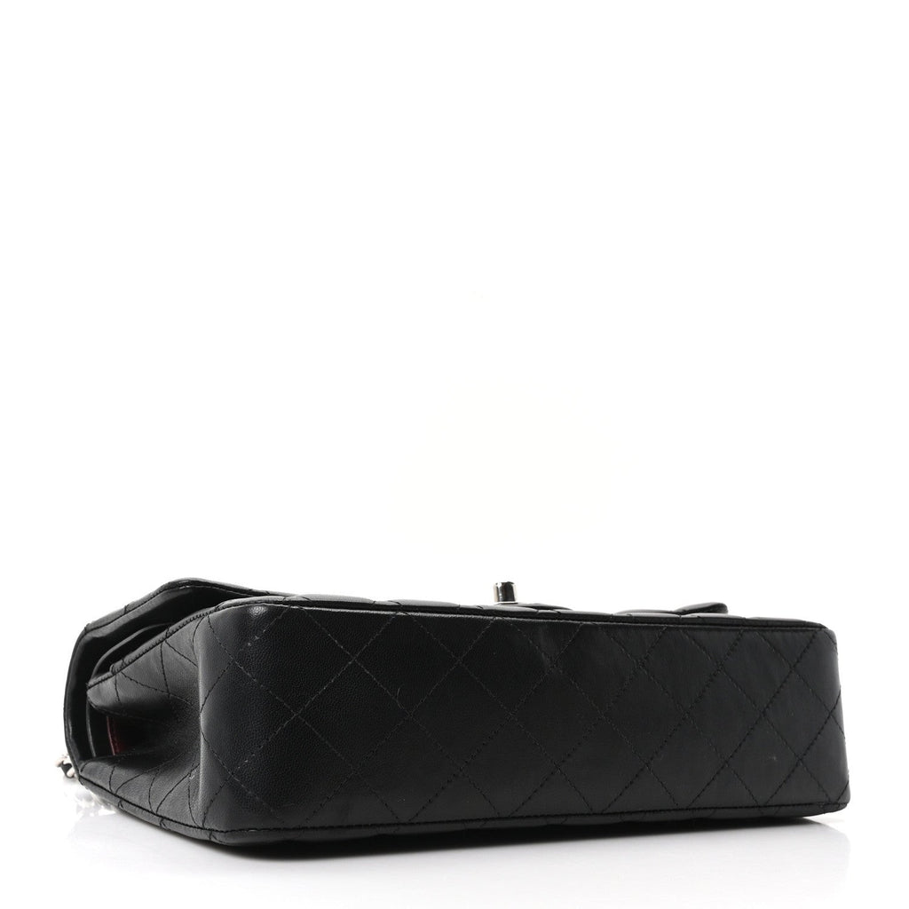 Lambskin Quilted Medium Double Flap Black