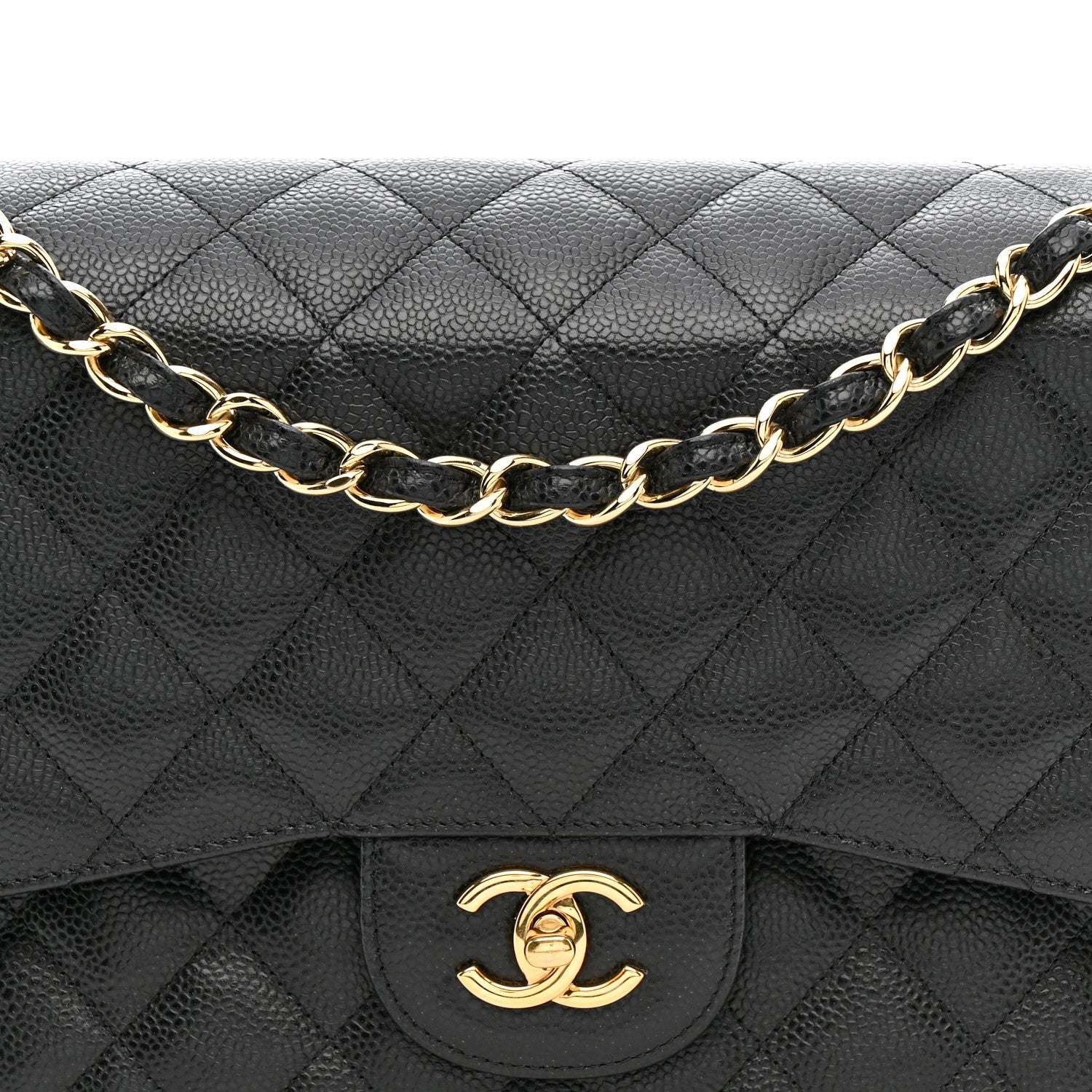 Caviar Quilted Jumbo Double Flap Black