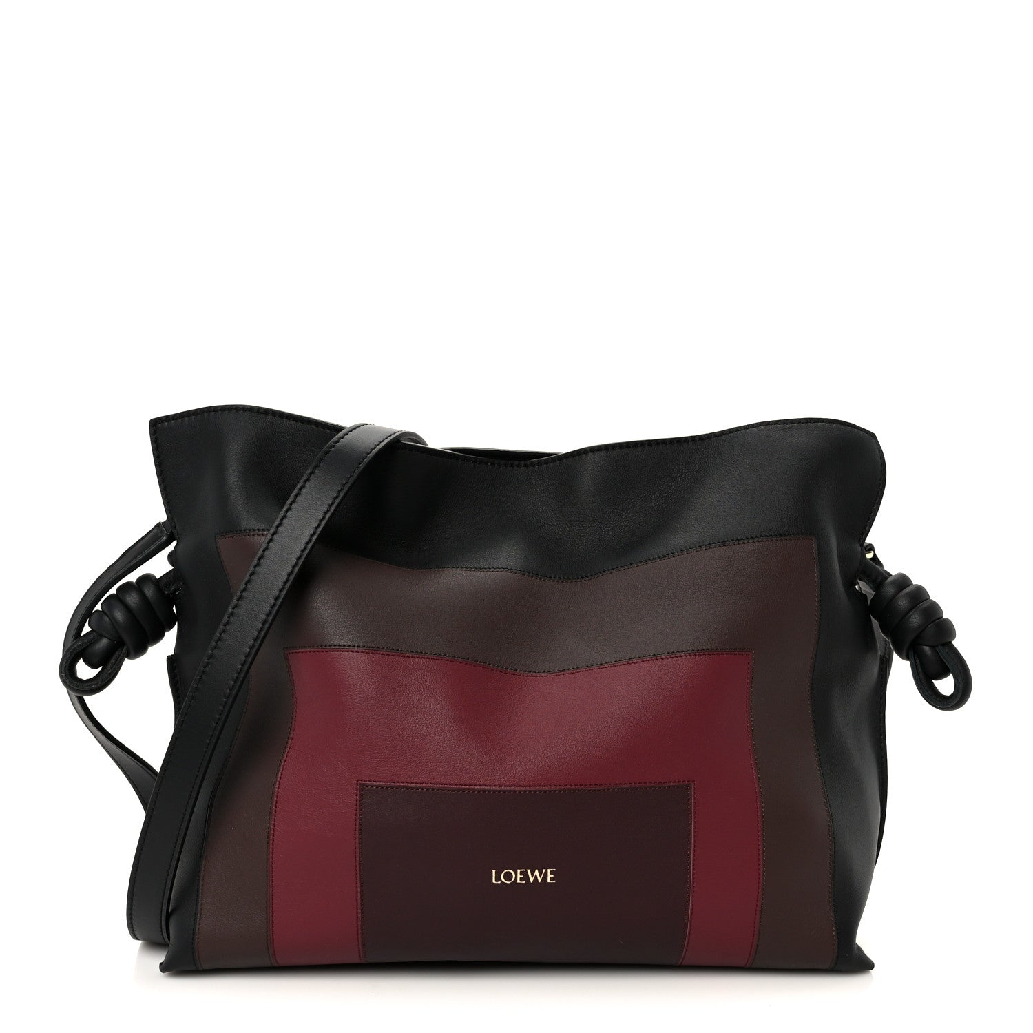 x Albers Nappa Calfskin Medium Flamenco Clutch Black Burgundy