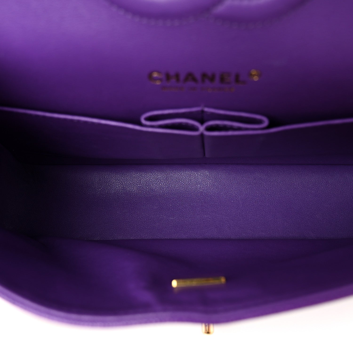 Caviar Quilted Medium Double Flap Purple