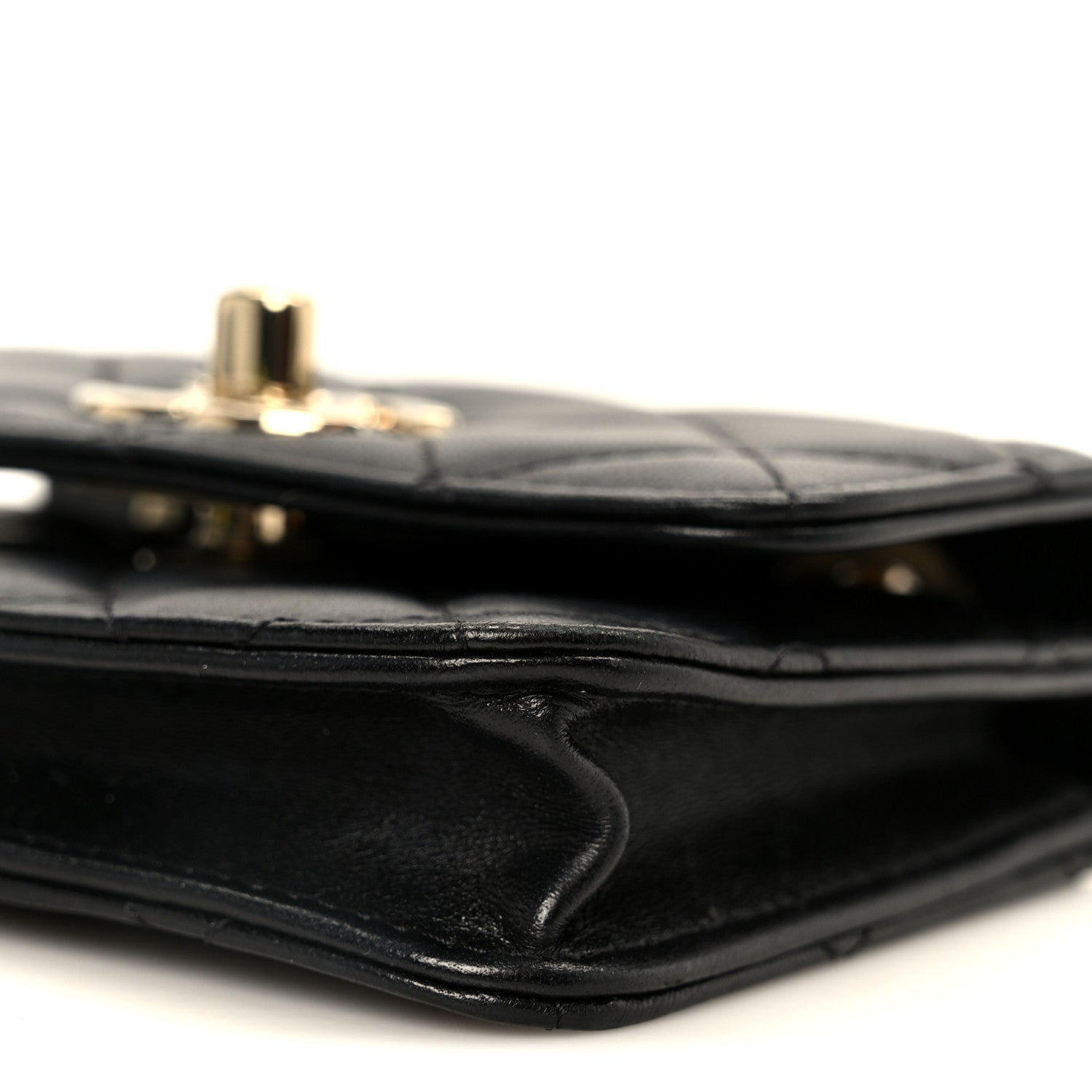 Lambskin Quilted Trendy CC Card Holder On Chain Black