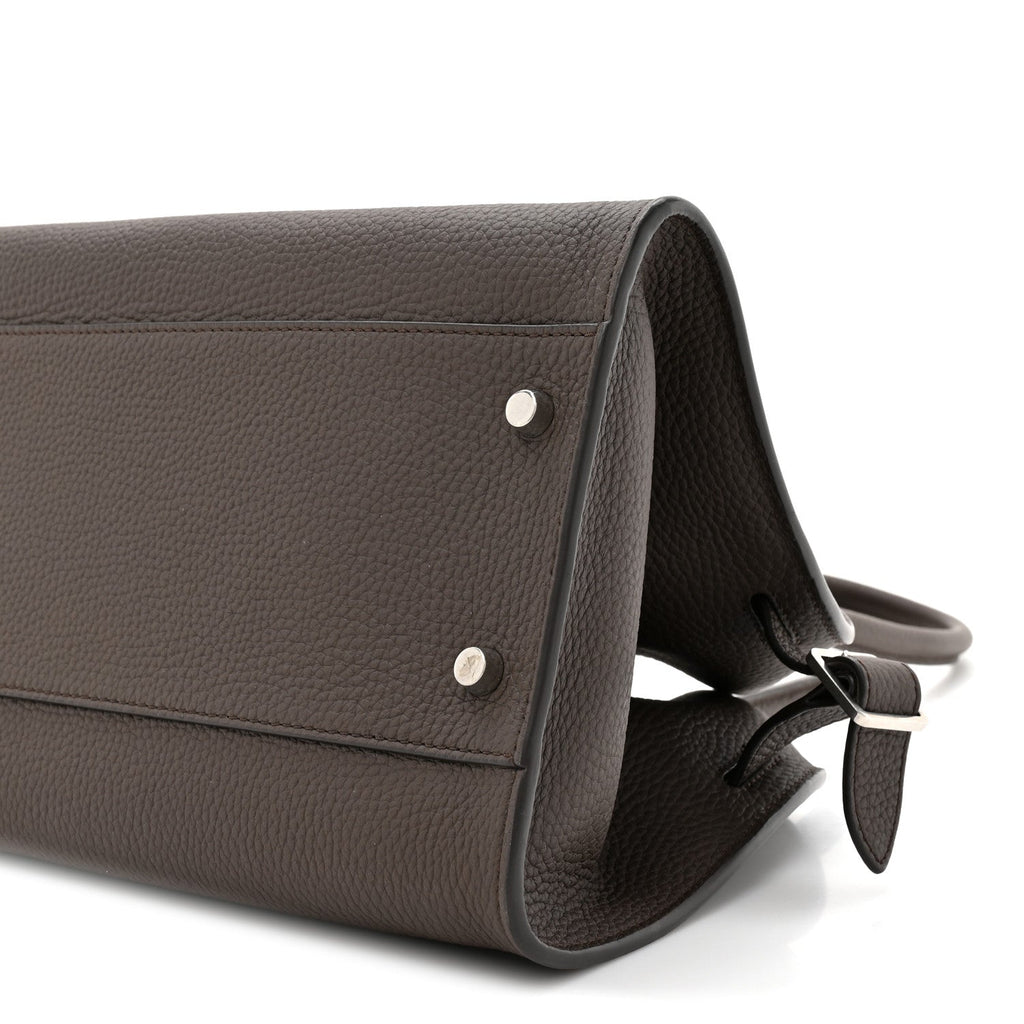 Grained Calfskin Margaux Shoulder 12 Deep Brown