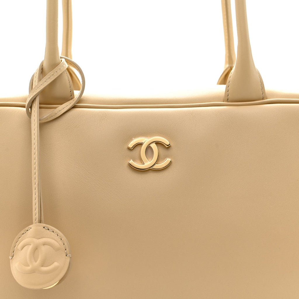 Calfskin Large Bowling Bag Beige