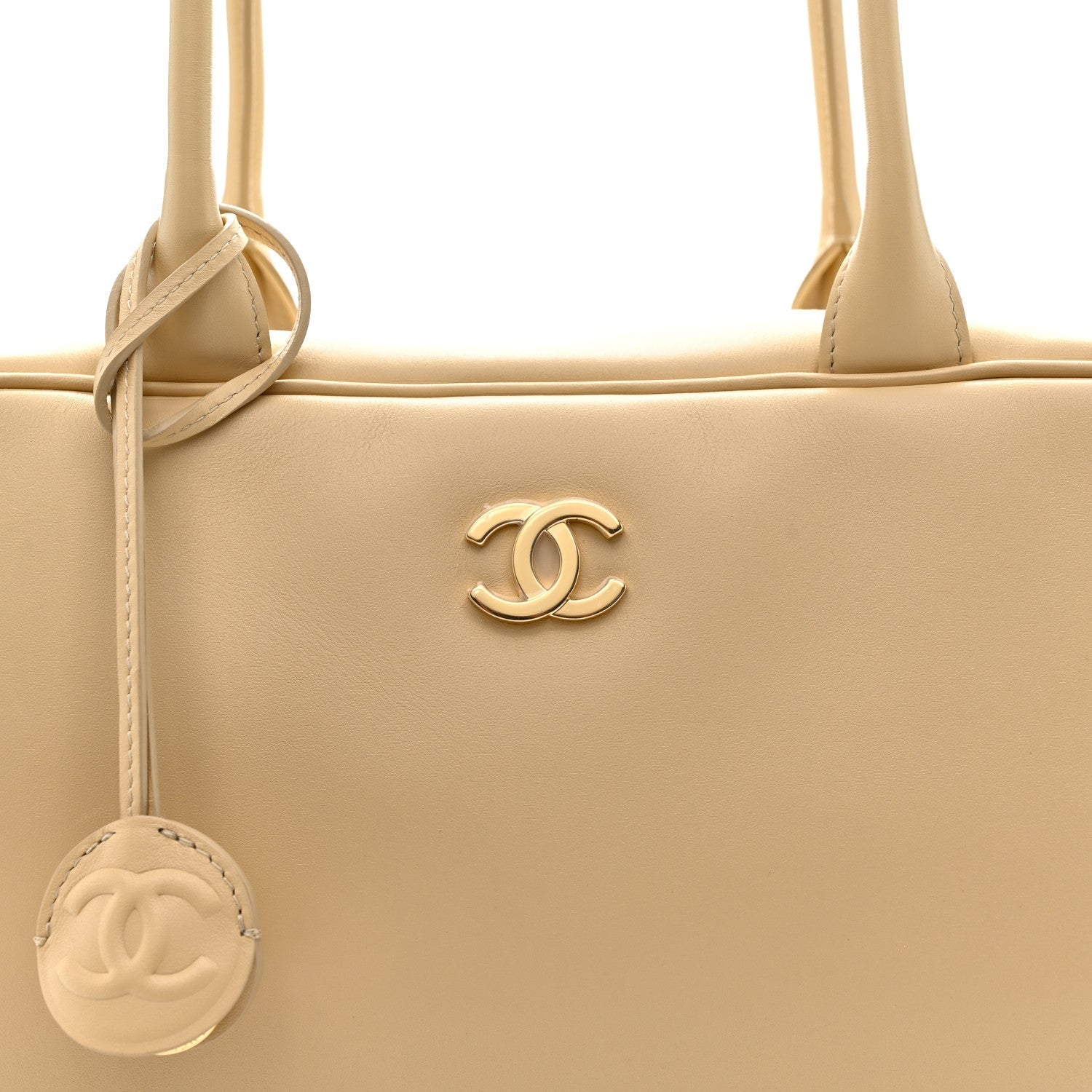 Calfskin Large Bowling Bag Beige