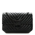 Aged Calfskin Chevron Quilted 2.55 Reissue 225 Flap So Black
