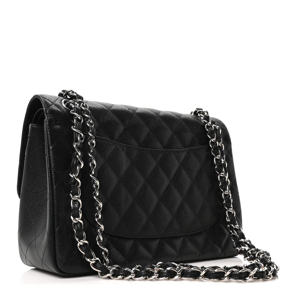 Caviar Quilted Jumbo Double Flap Black