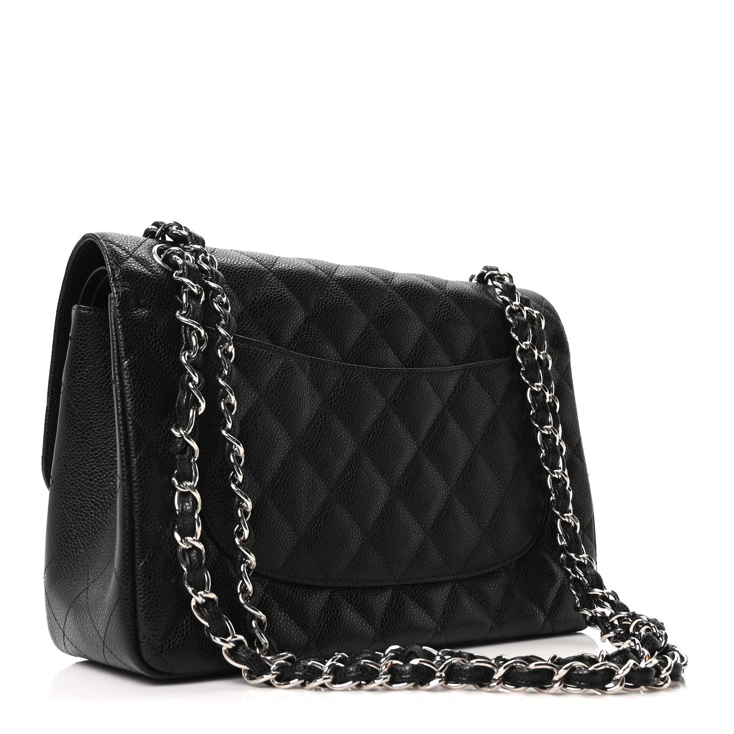Caviar Quilted Jumbo Double Flap Black