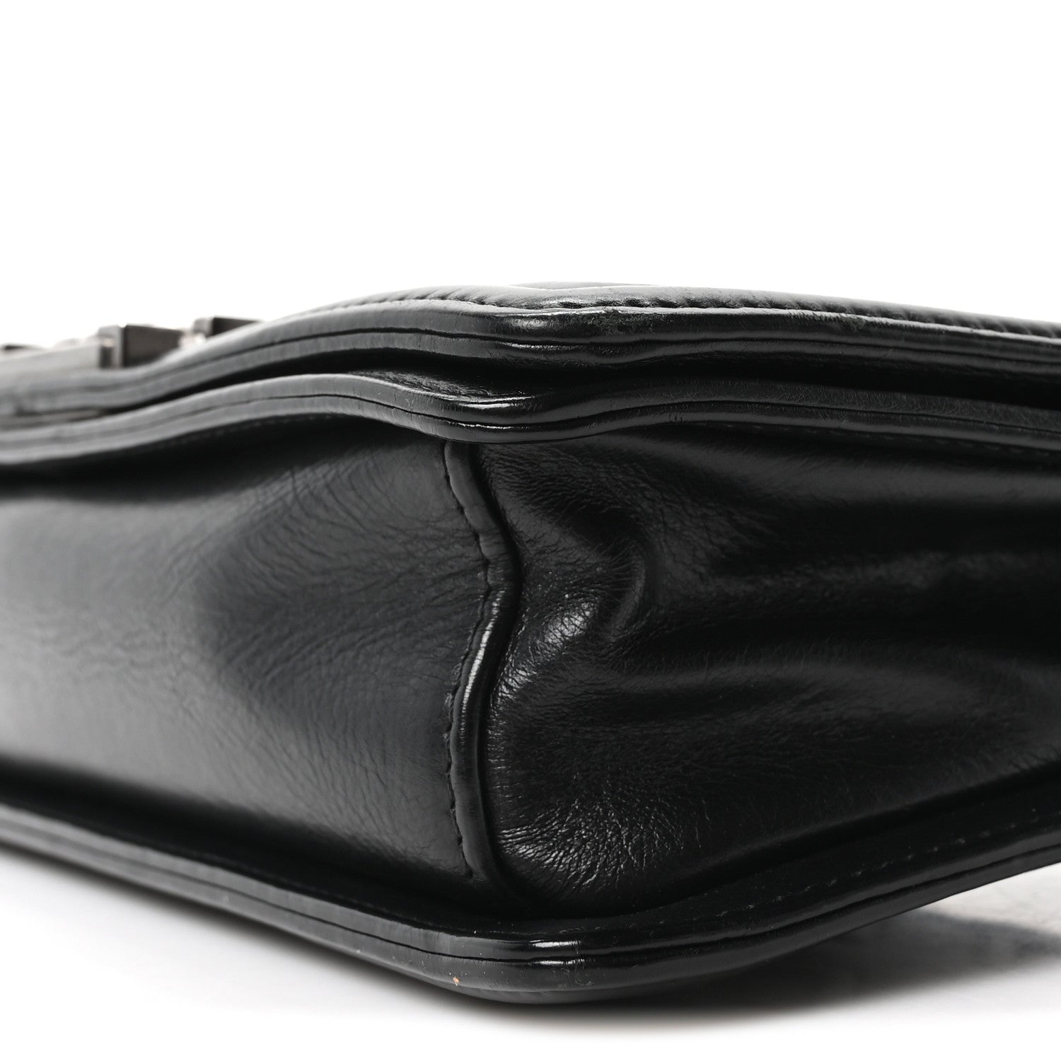 Calfskin Crystal Embossed Medium Boy Flap Black