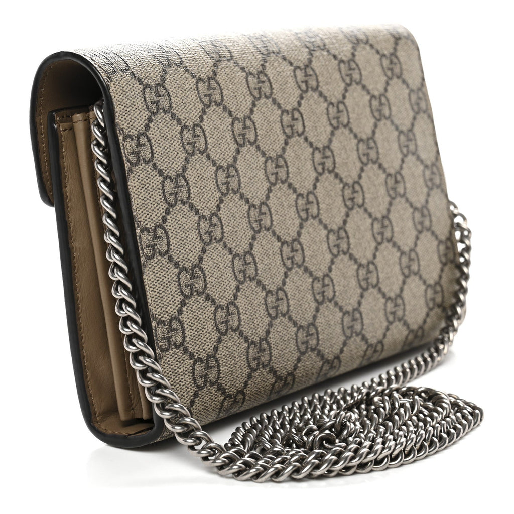 GG Supreme Monogram Mini Dionysus Chain Wallet Beige Taupe