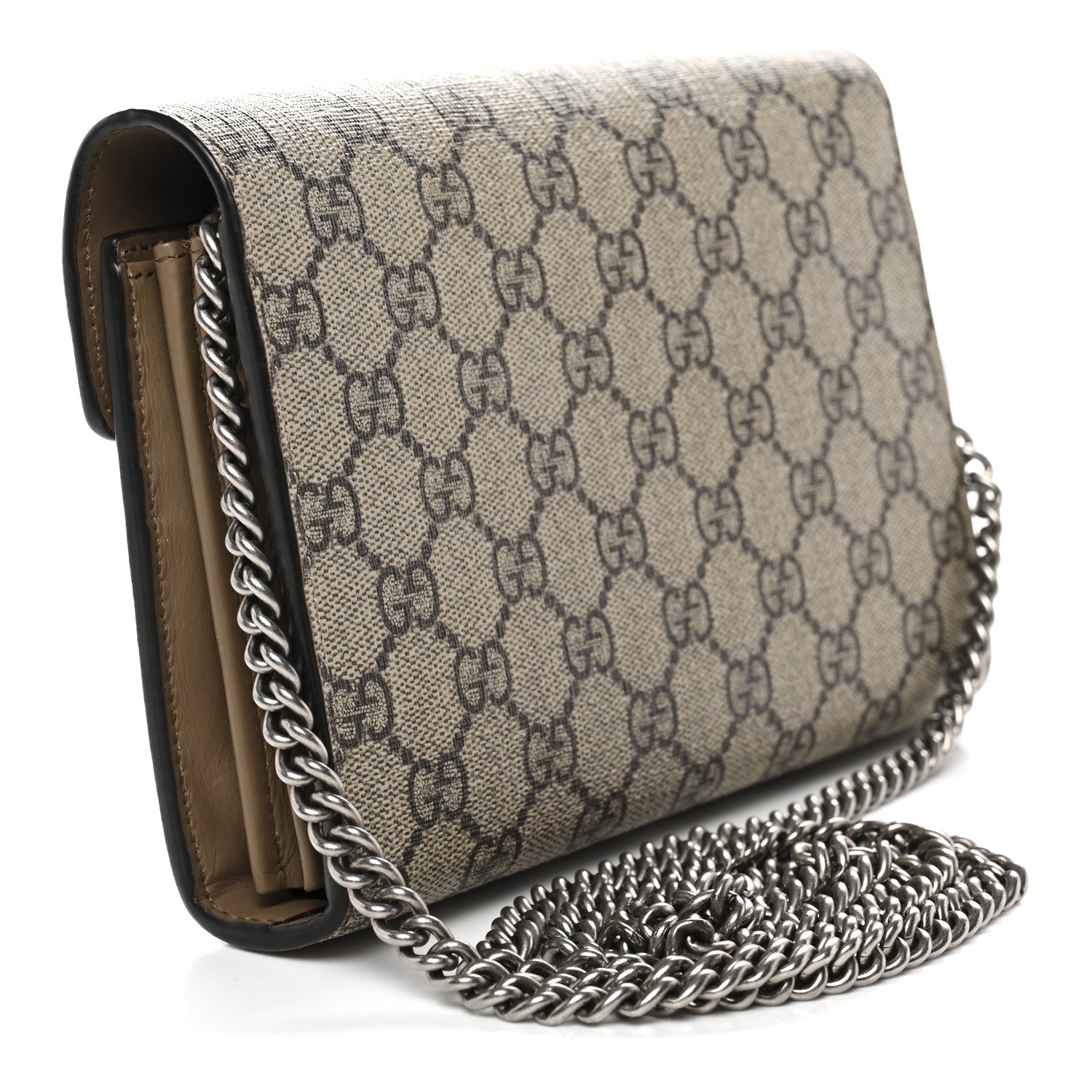 GG Supreme Monogram Mini Dionysus Chain Wallet Beige Taupe