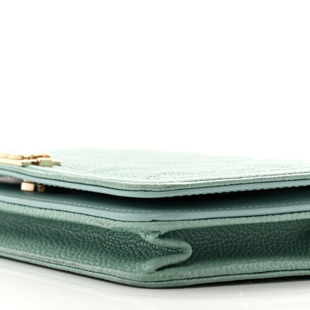 Caviar Quilted Boy Wallet On Chain WOC Light Blue
