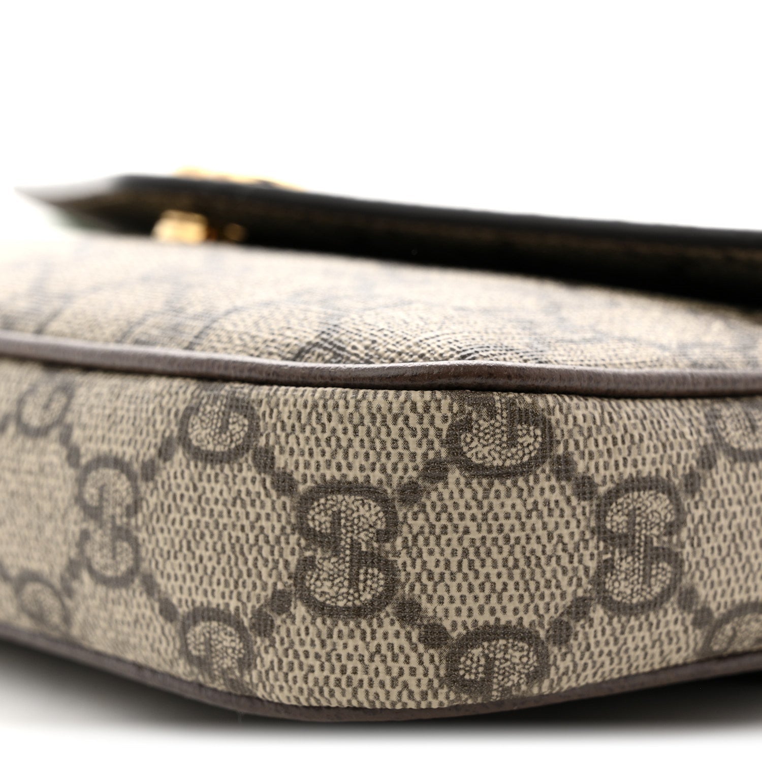 GG Supreme Monogram Textured Dollar Calfskin Web Mini Ophidia Envelope Shoulder Bag Beige Ebony