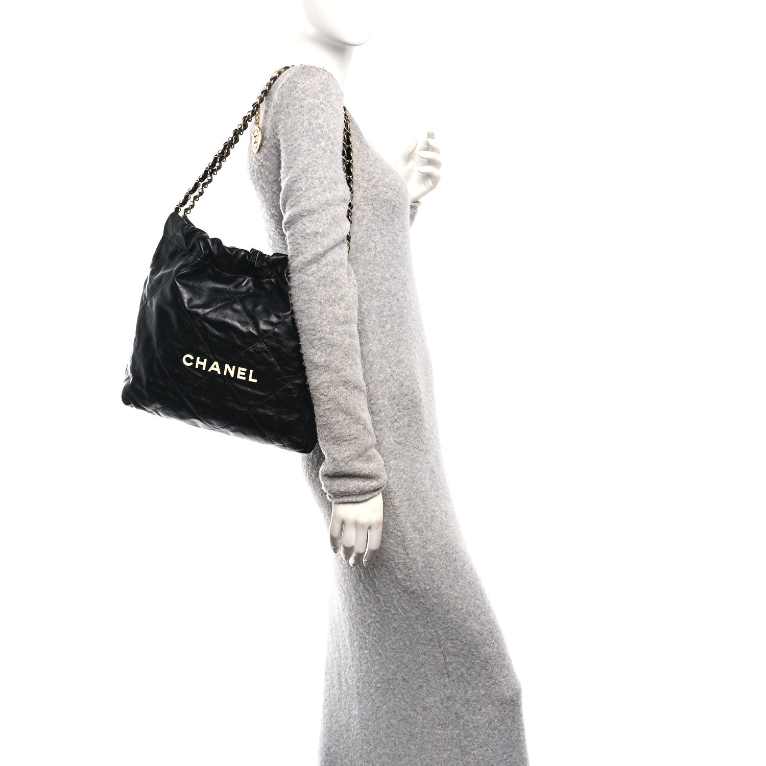 Calfskin Quilted Small Chanel 22 Black