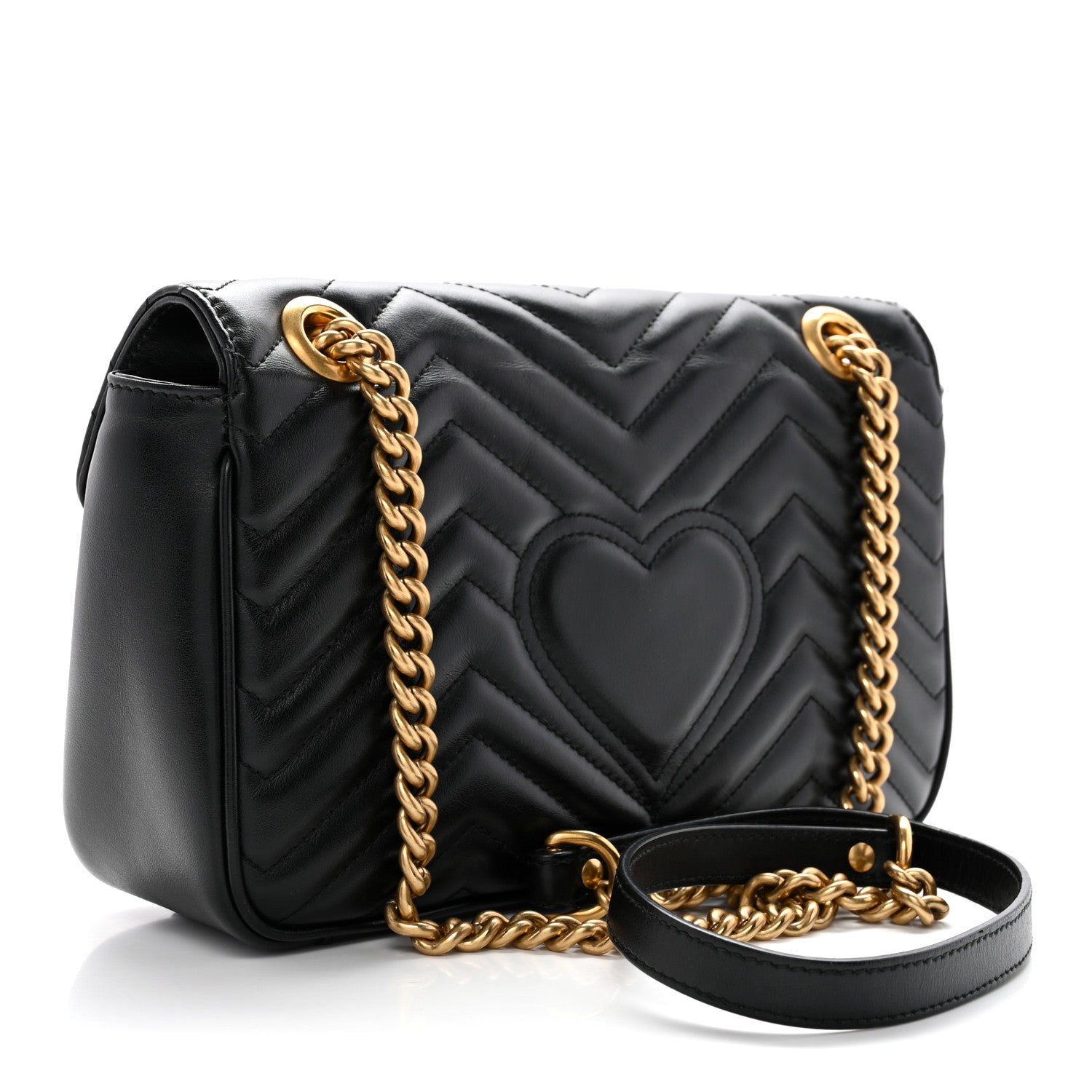 Calfskin Matelasse Small GG Marmont Shoulder Bag Black