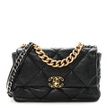 Goatskin Quilted Large Chanel 19 Flap Black