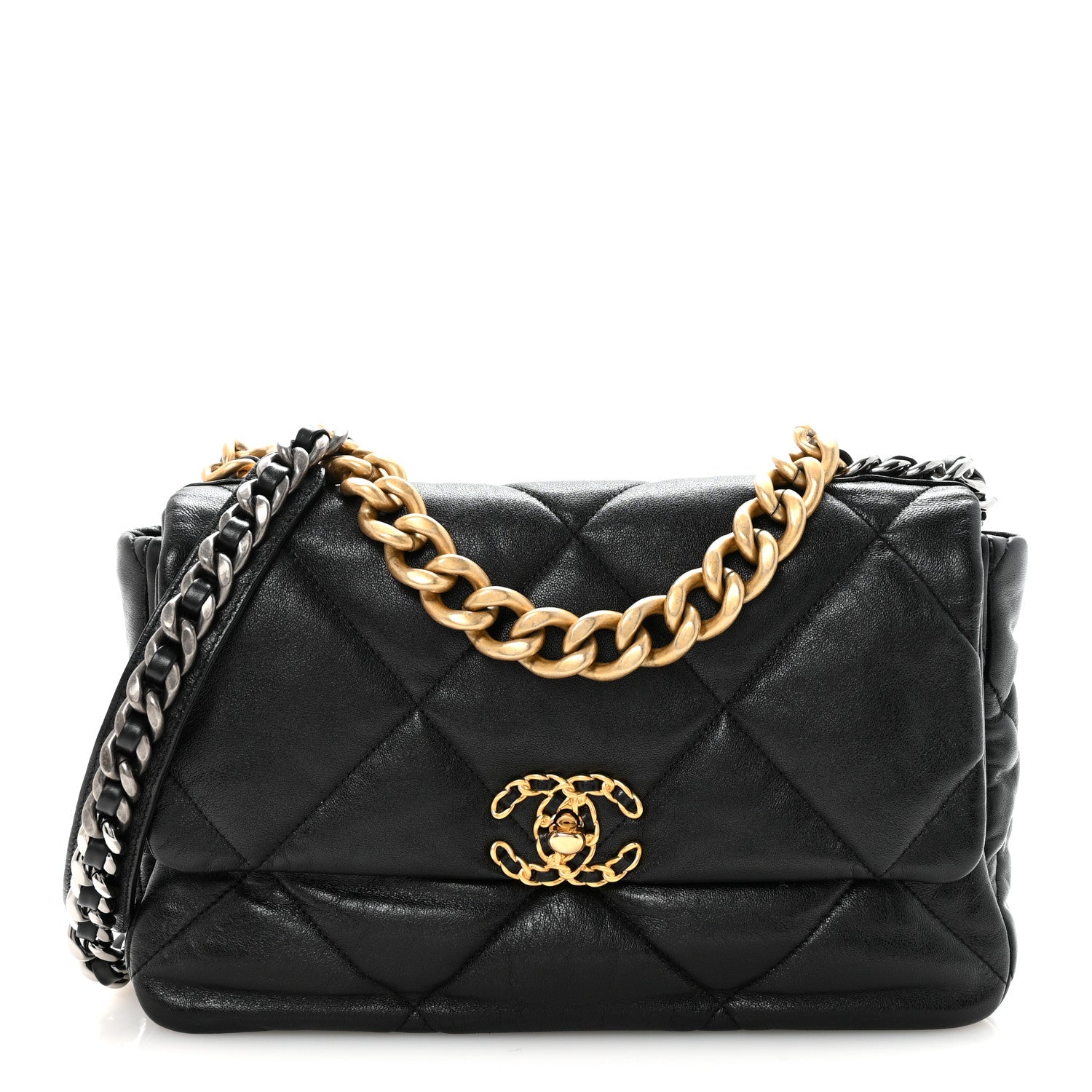 Goatskin Quilted Large Chanel 19 Flap Black
