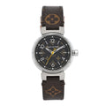 Stainless Steel Monogram 28mm Tambour Quartz Watch Brown