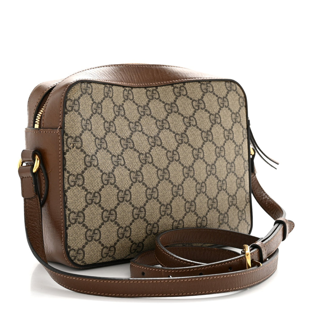 GG Supreme Monogram Small Horsebit 1955 Shoulder Bag Beige Brown Sugar