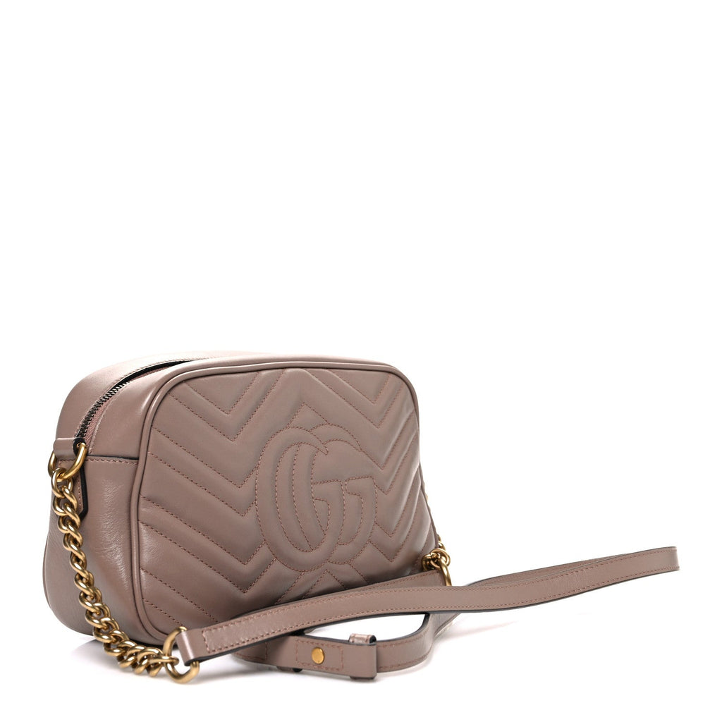 Calfskin Matelasse Small GG Marmont Chain Shoulder Bag Porcelain Rose
