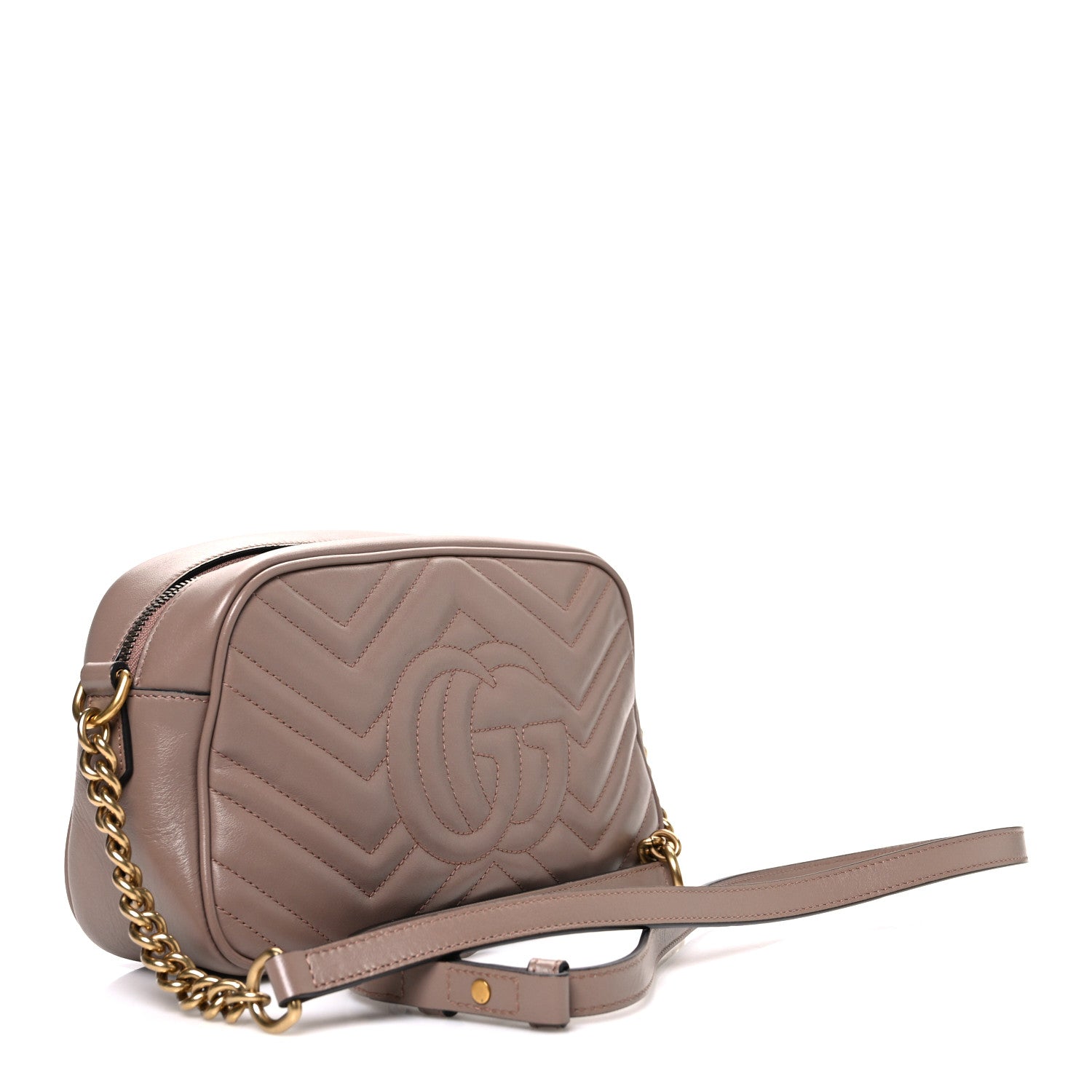 Calfskin Matelasse Small GG Marmont Chain Shoulder Bag Porcelain Rose