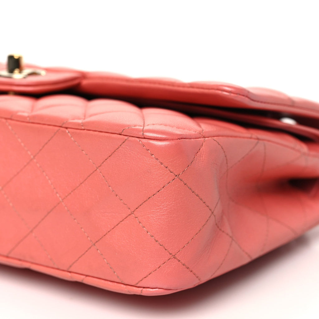 Iridescent Lambskin Quilted Medium Double Flap Pink