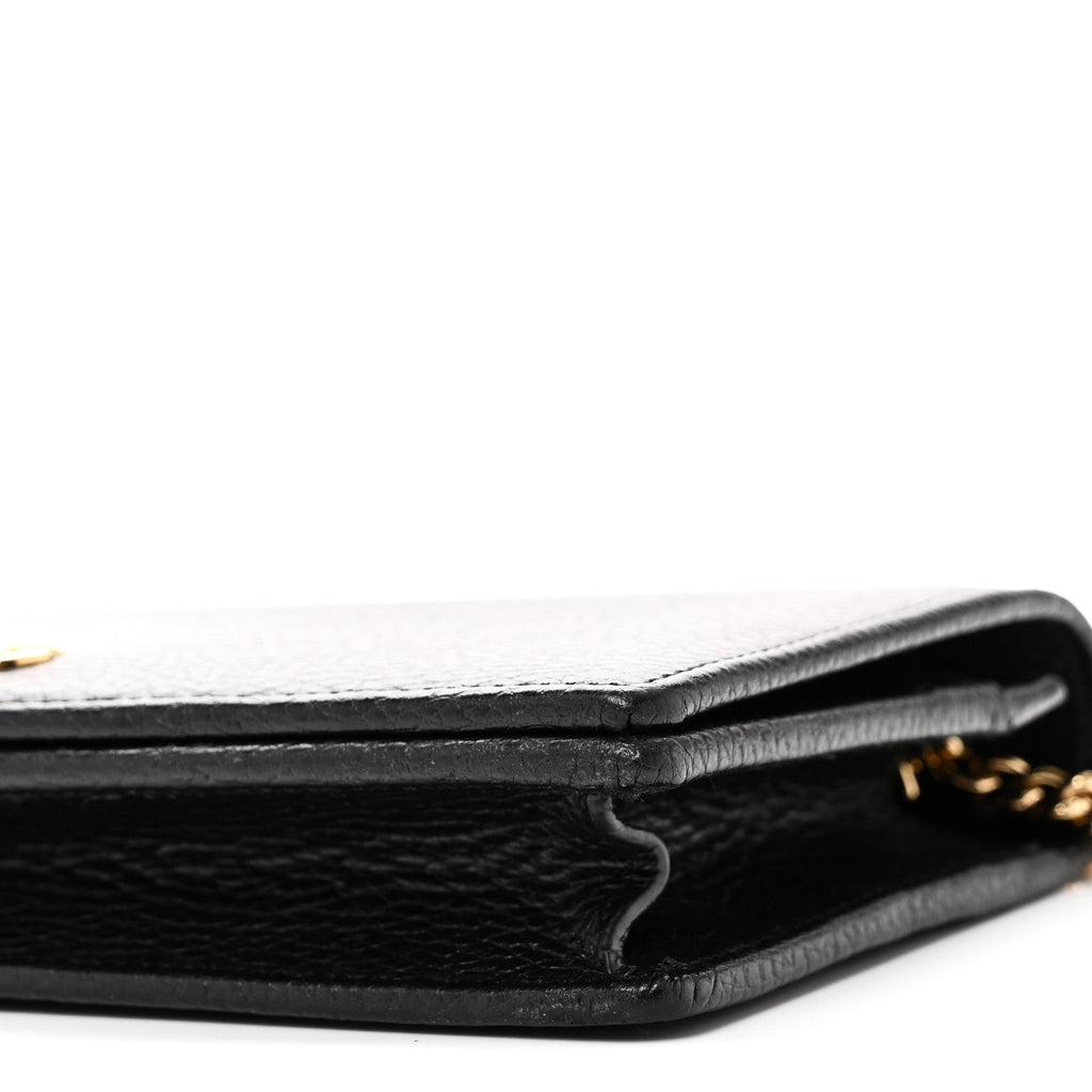 Calfskin Mini GG Marmont Chain Wallet Black
