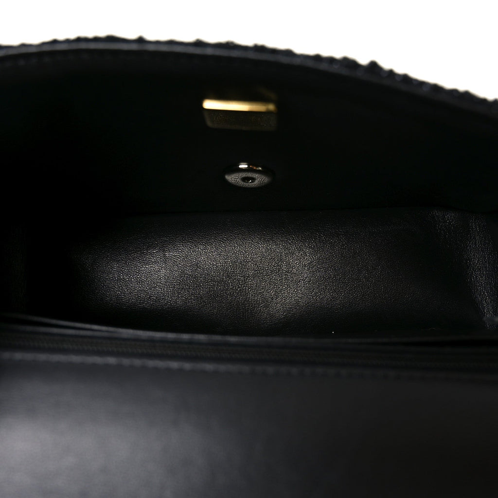 Tweed Braided Mini Rectangular Flap Black
