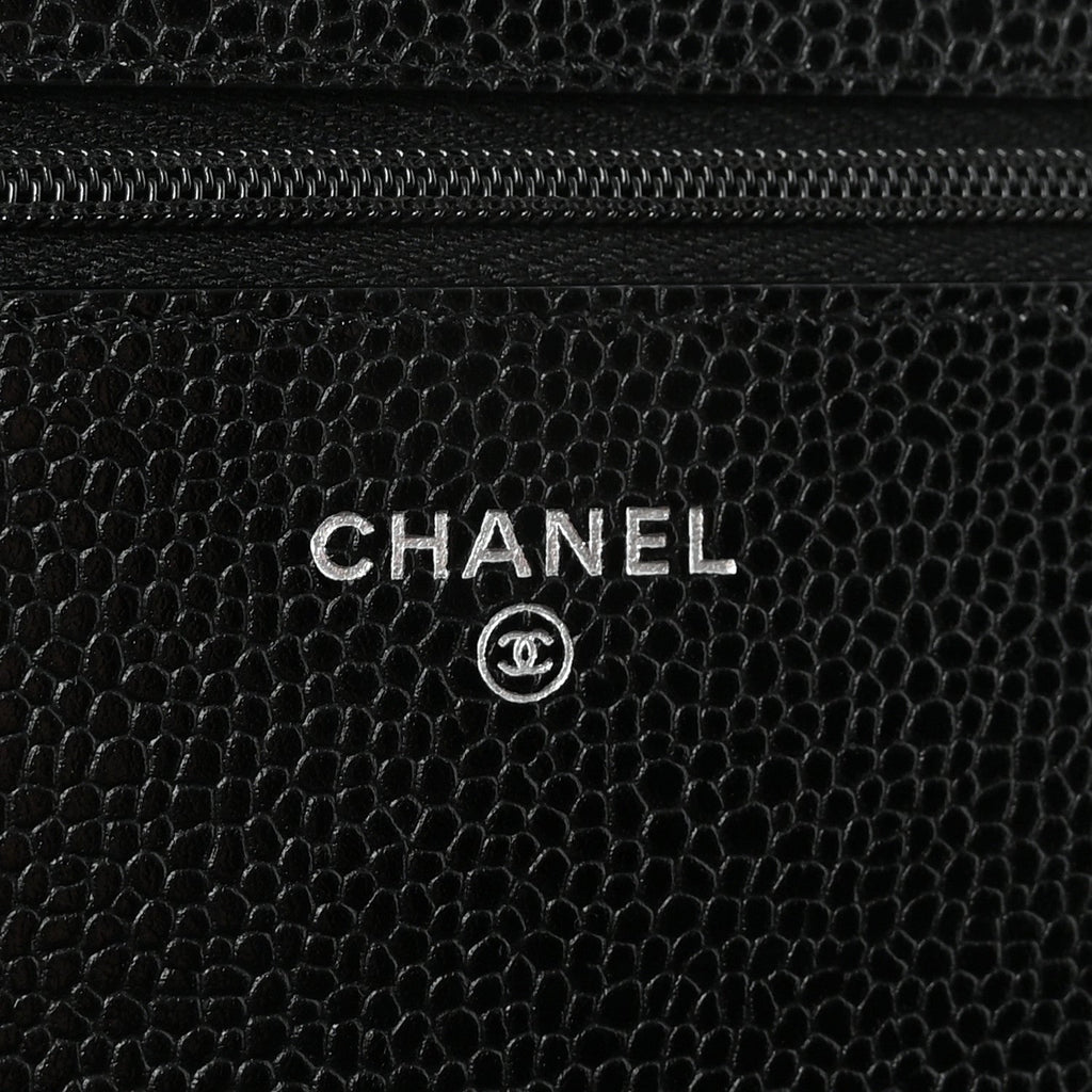 Caviar Quilted Wallet on Chain WOC Black