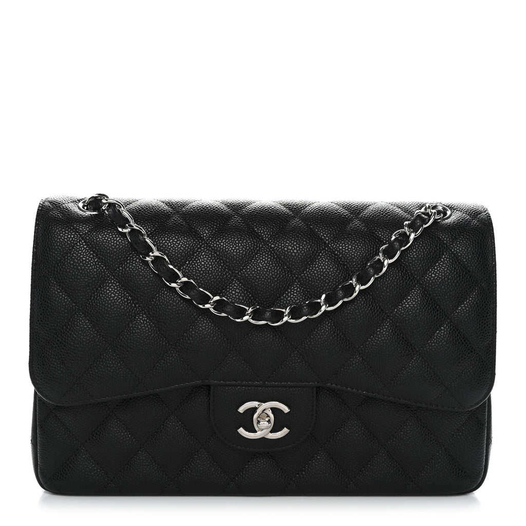 Caviar Quilted Jumbo Double Flap Black