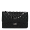 Caviar Quilted Jumbo Double Flap Black